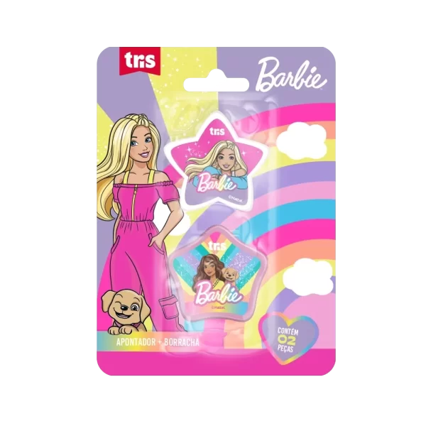 Kit Apontador com Depósito + Borracha - Cartela C/2 peças - Barbie