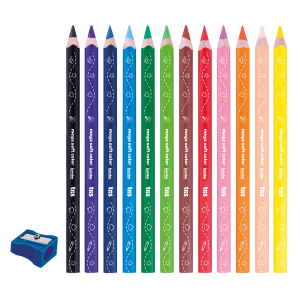 Lápis De Cor Jumbo Mega Soft Color - 12 Cores + Apontador - Tris