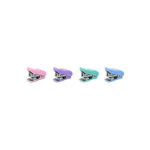 Grampeador mini T312 - 26/6 - 18 folhas - Plástico - Cores pastel - CX Display C/12 UN - Tris