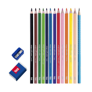 Lapis De Cor Mega Soft Color - 12 Cores + 1 Lápis Preto + 1 Apontador + 1 Borracha - Tris