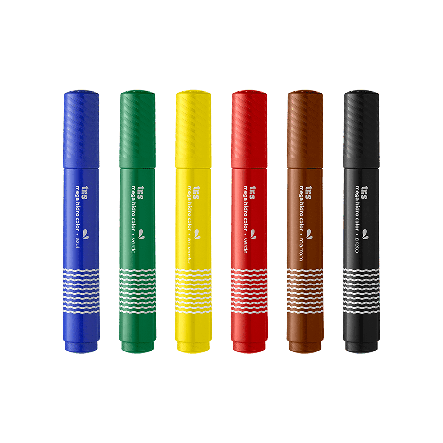 Hidrocor Ponta Tamanho Super Jumbo Mega Hidro Color – 6 Cores
