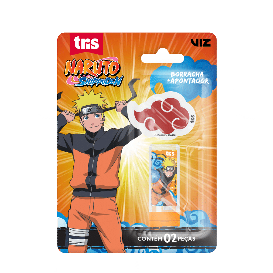 Kit Apontador com Depósito + Borracha - Cartela C/2 peças - Naruto - Imagem 2