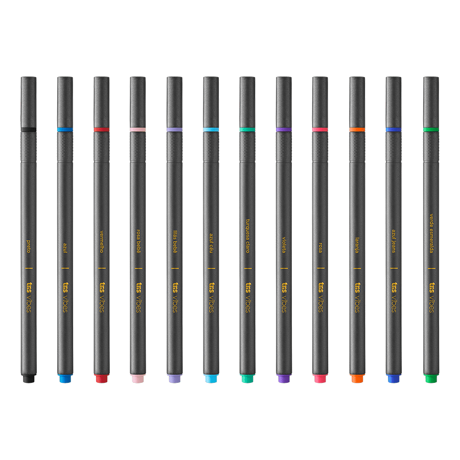 Caneta Superfina Vibes - Clássica + Pastel + Neon - 12 Cores - Tris - Imagem 2