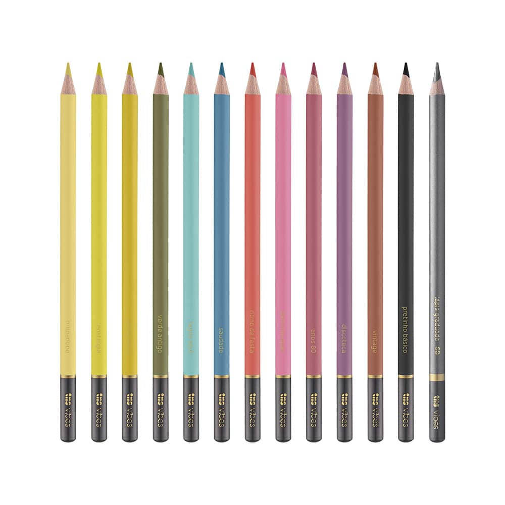 Lápis de Cor Vibes - Tons Retrô - 12 Cores + 1 Lápis 6B - Tris - Imagem 2