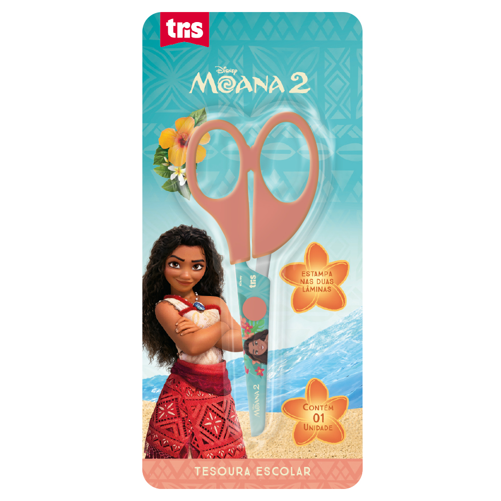 Tesoura Escolar - Lâmina Decorada - 13cm - Cartela C/1 un - Moana