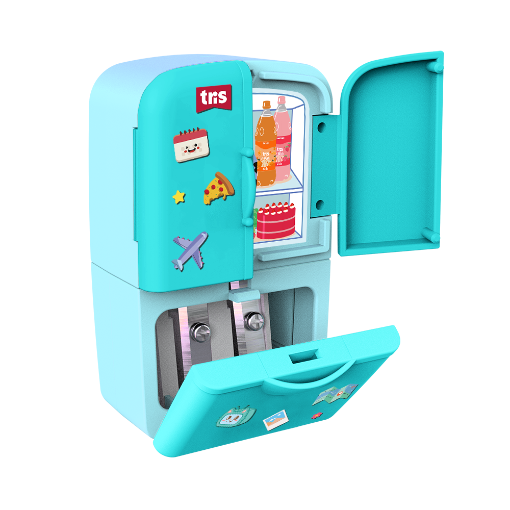 Apontador Duplo com Depósito + Borracha Frost – Cores Sortidas